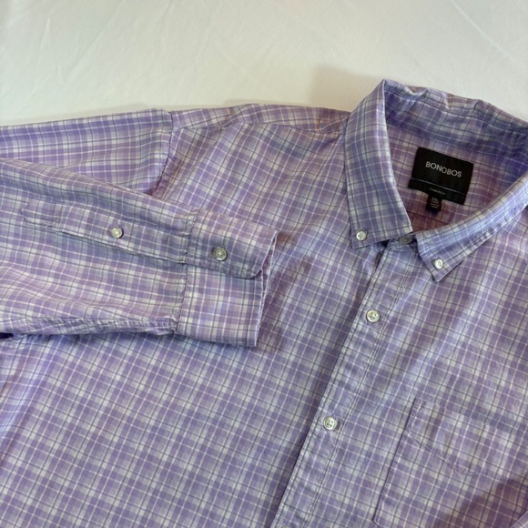 Bonobos Other - Bonobos Button Down Shirt XXL Long Purple White Plaid Standard Fit Long Sleeve